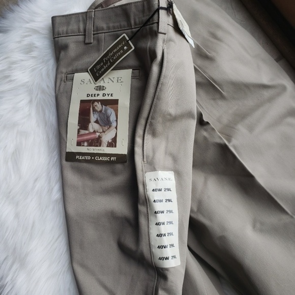 NWT Savane Pleated Classic Fit Cotton Pants 40x29 - Picture 3 of 5